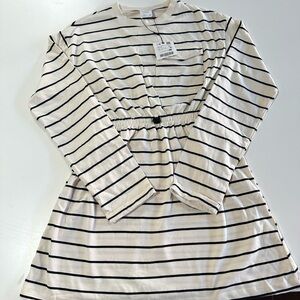 Zara Kids Cream and Black Striped Dress